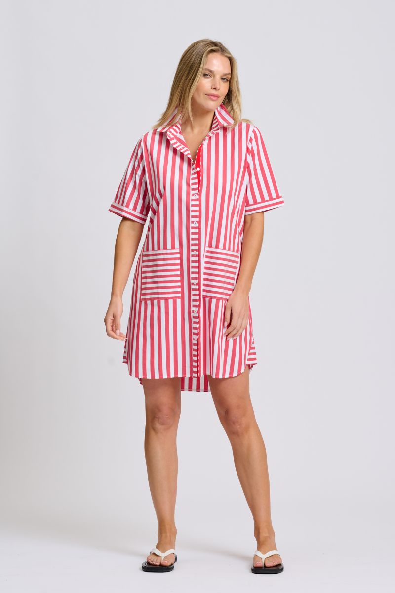 Clara Dress - Red Stripe