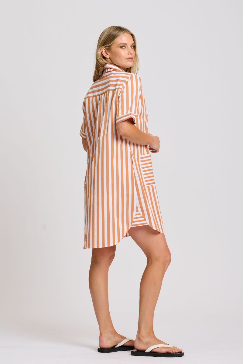 Clara Dress - Burnt Orange Stripe