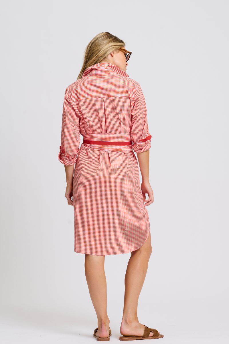 Winnie Classic Shirt Dress - Dark Red Gingham