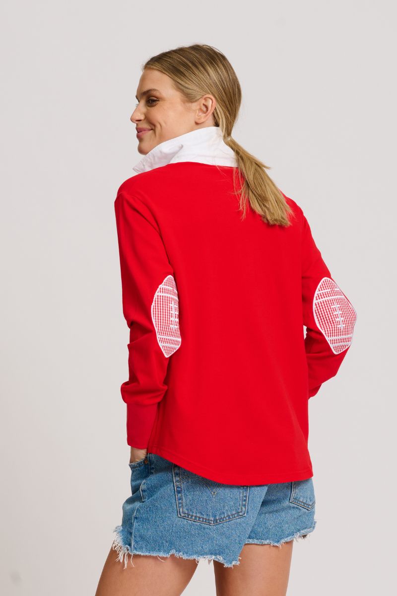 Touchdown Rugby Sweatshirt - Red & White