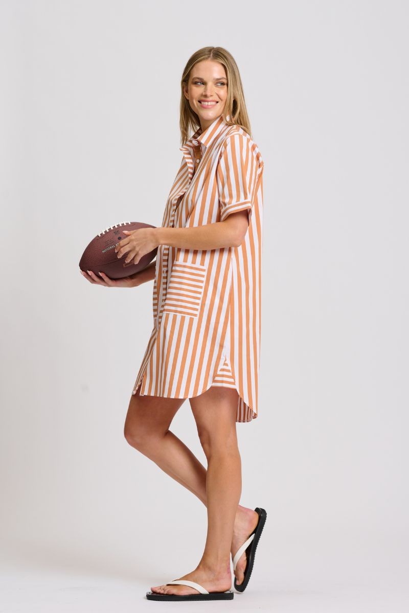 Clara Dress - Burnt Orange Stripe