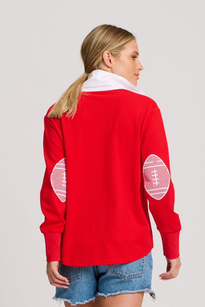 Touchdown Rugby Sweatshirt - Red & White