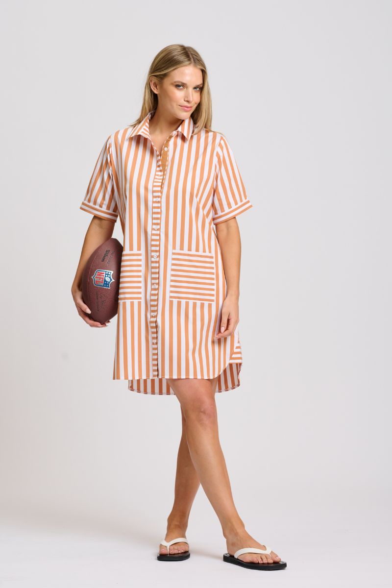 Clara Dress - Burnt Orange Stripe