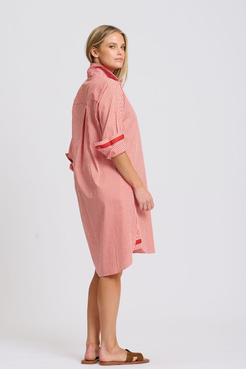 Winnie Classic Shirt Dress - Dark Red Gingham
