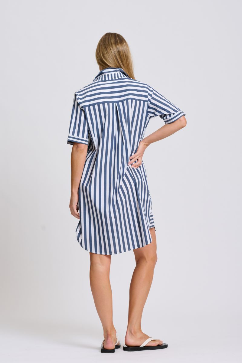 Clara Dress - French Navy Stripe
