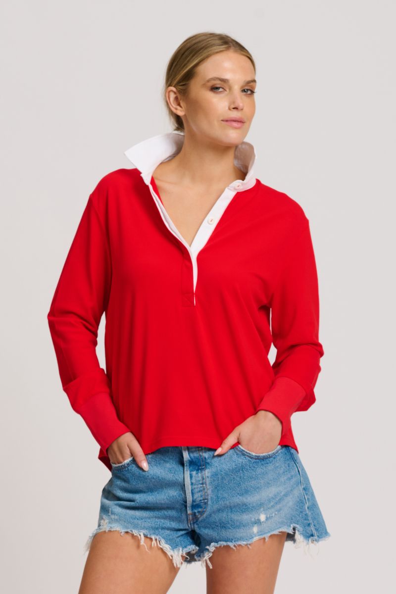 Touchdown Rugby Sweatshirt - Red & White