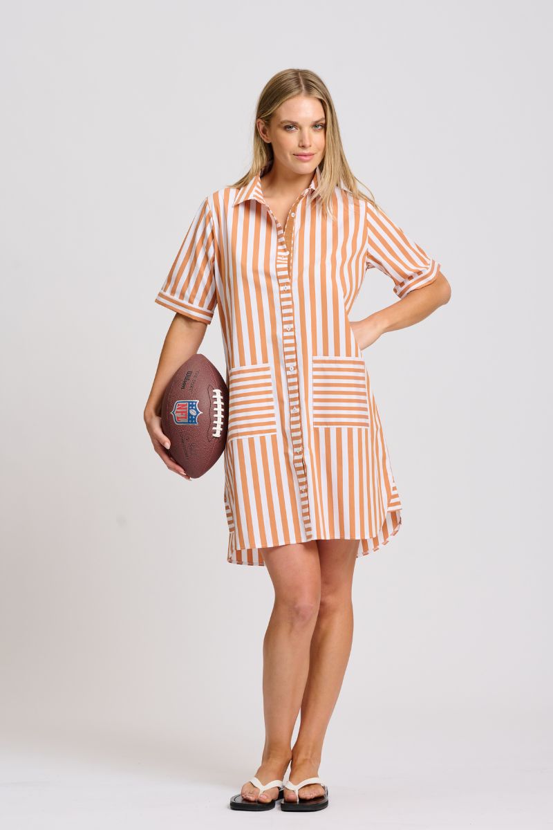 Clara Dress - Burnt Orange Stripe