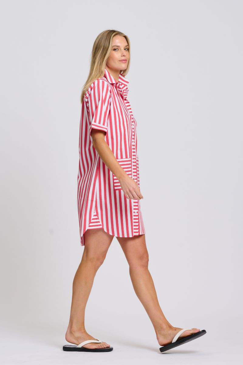 Clara Dress - Red Stripe