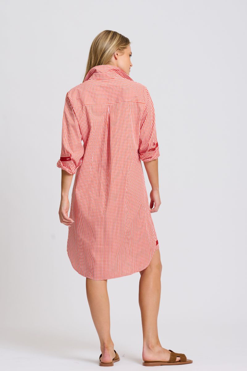 Winnie Classic Shirt Dress - Dark Red Gingham