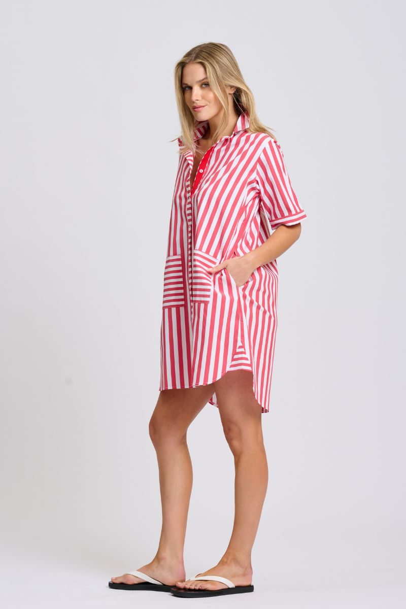 Clara Dress - Red Stripe