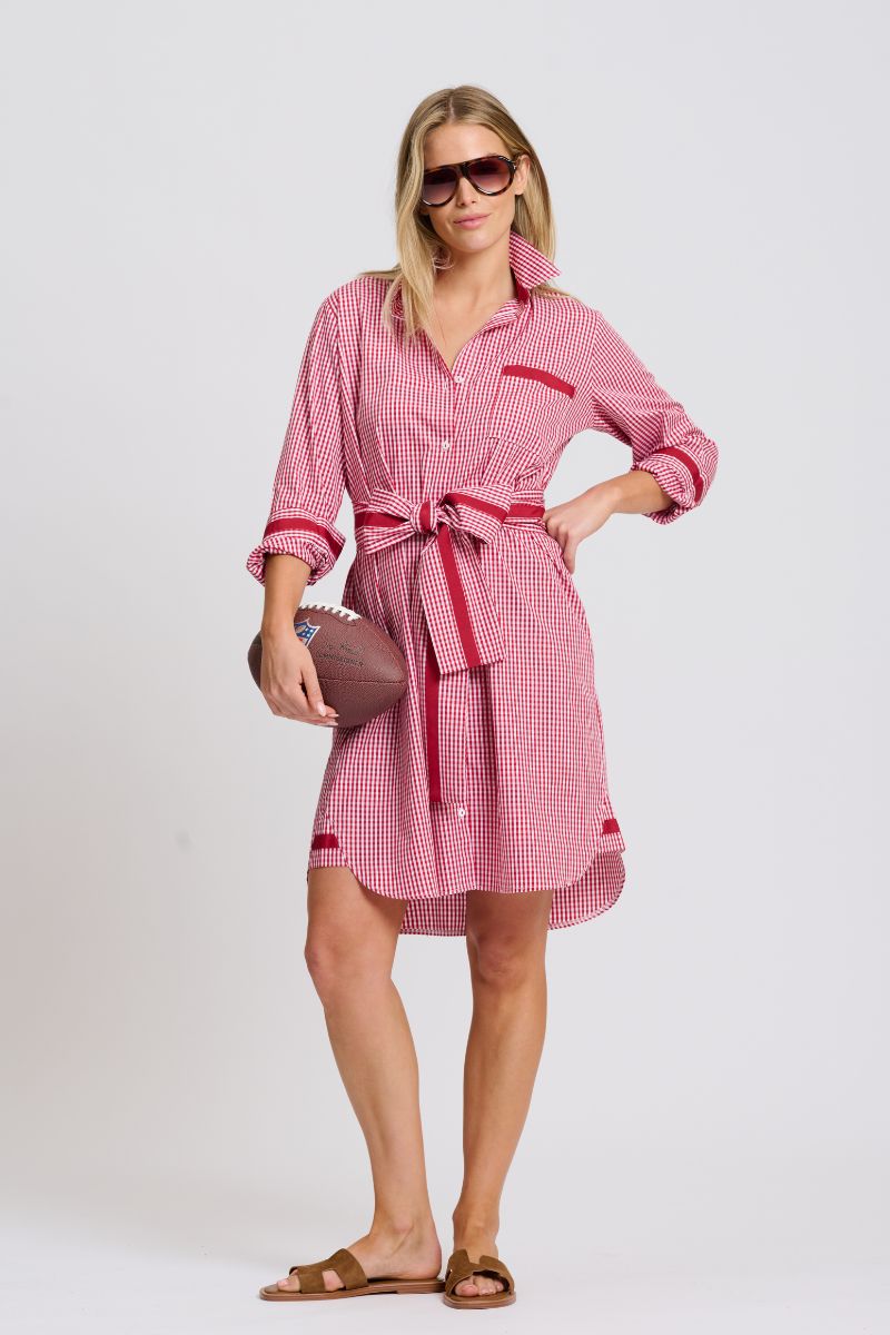 Winnie Classic Shirt Dress - Dark Red Gingham