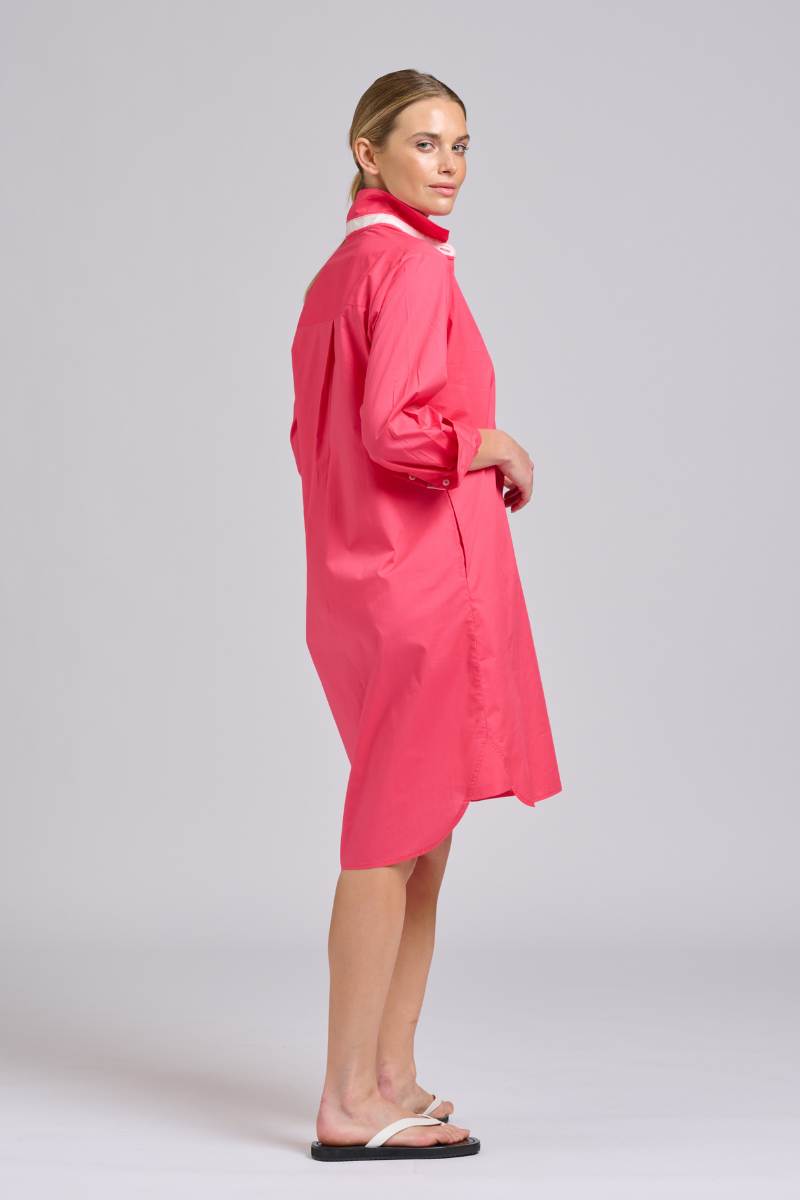 Claire Classic Popover - Raspberry / Ivory Trim