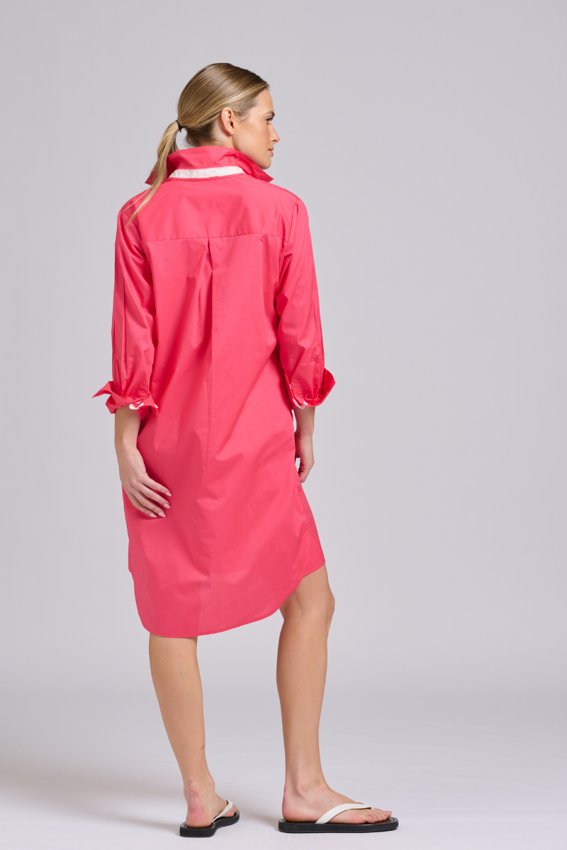 Claire Classic Popover - Raspberry / Ivory Trim