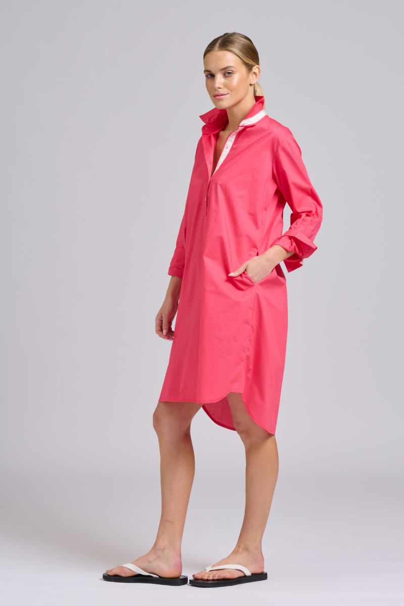 Claire Classic Popover - Raspberry / Ivory Trim