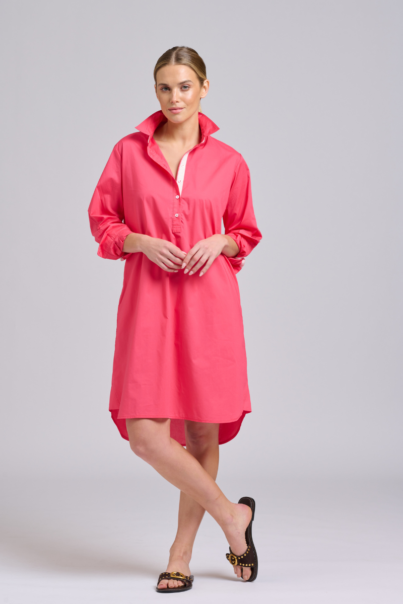 Claire Classic Popover - Raspberry / Ivory Trim