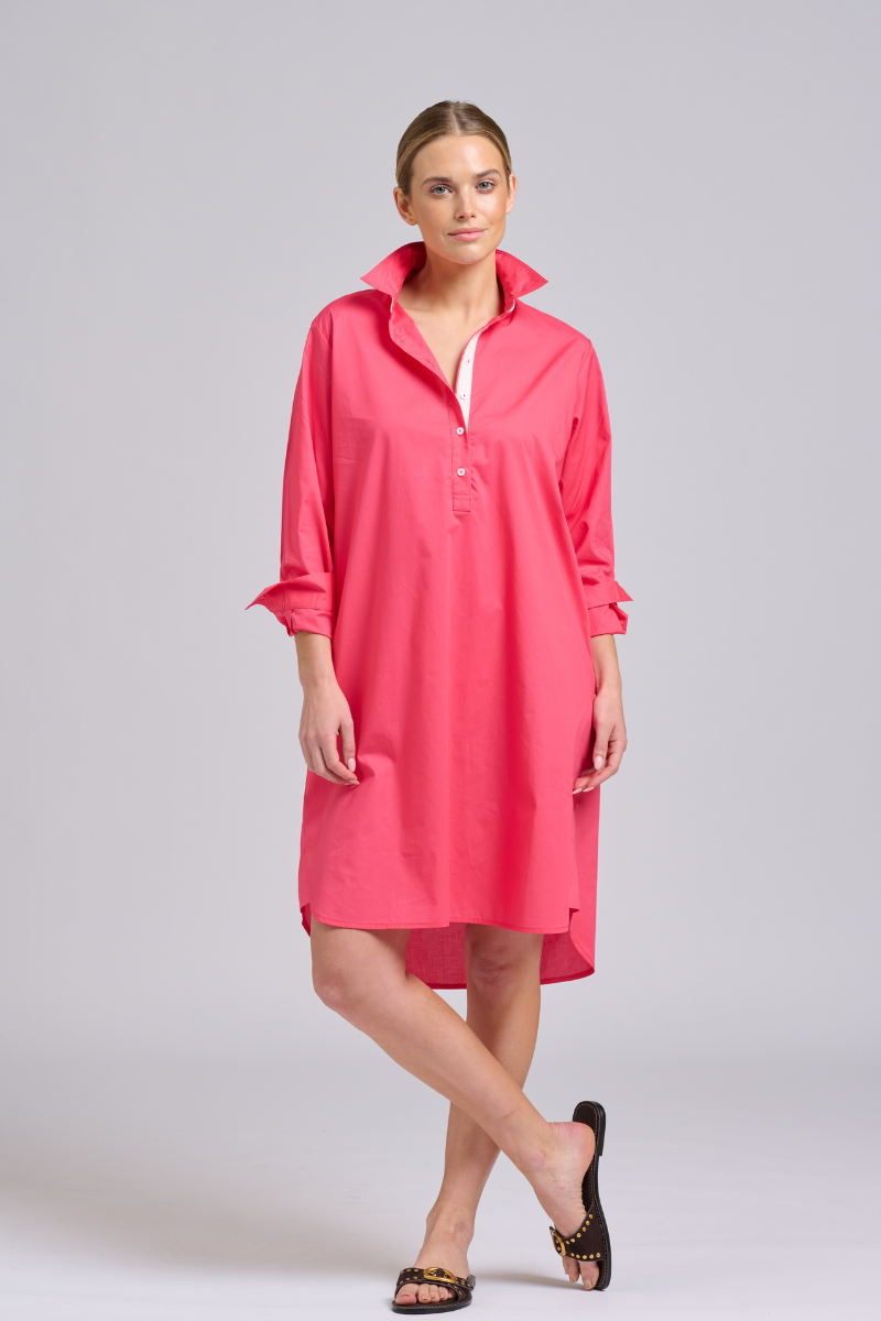 Claire Classic Popover - Raspberry / Ivory Trim
