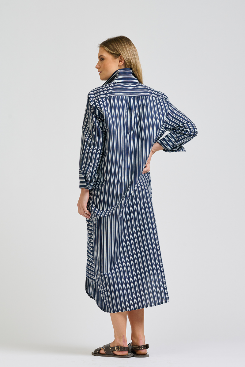 Andrea Shirtdress - Bold Navy Stripe