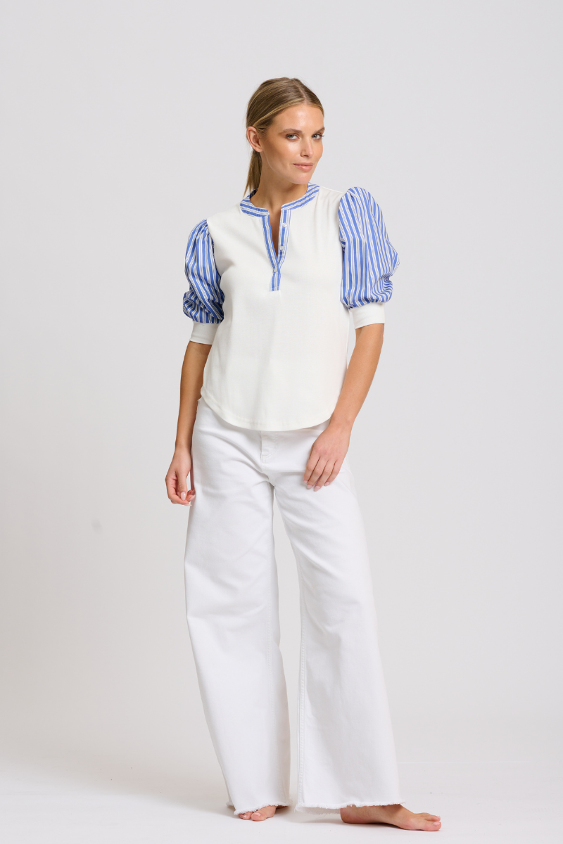 Totti Top - Mid Blue Stripe