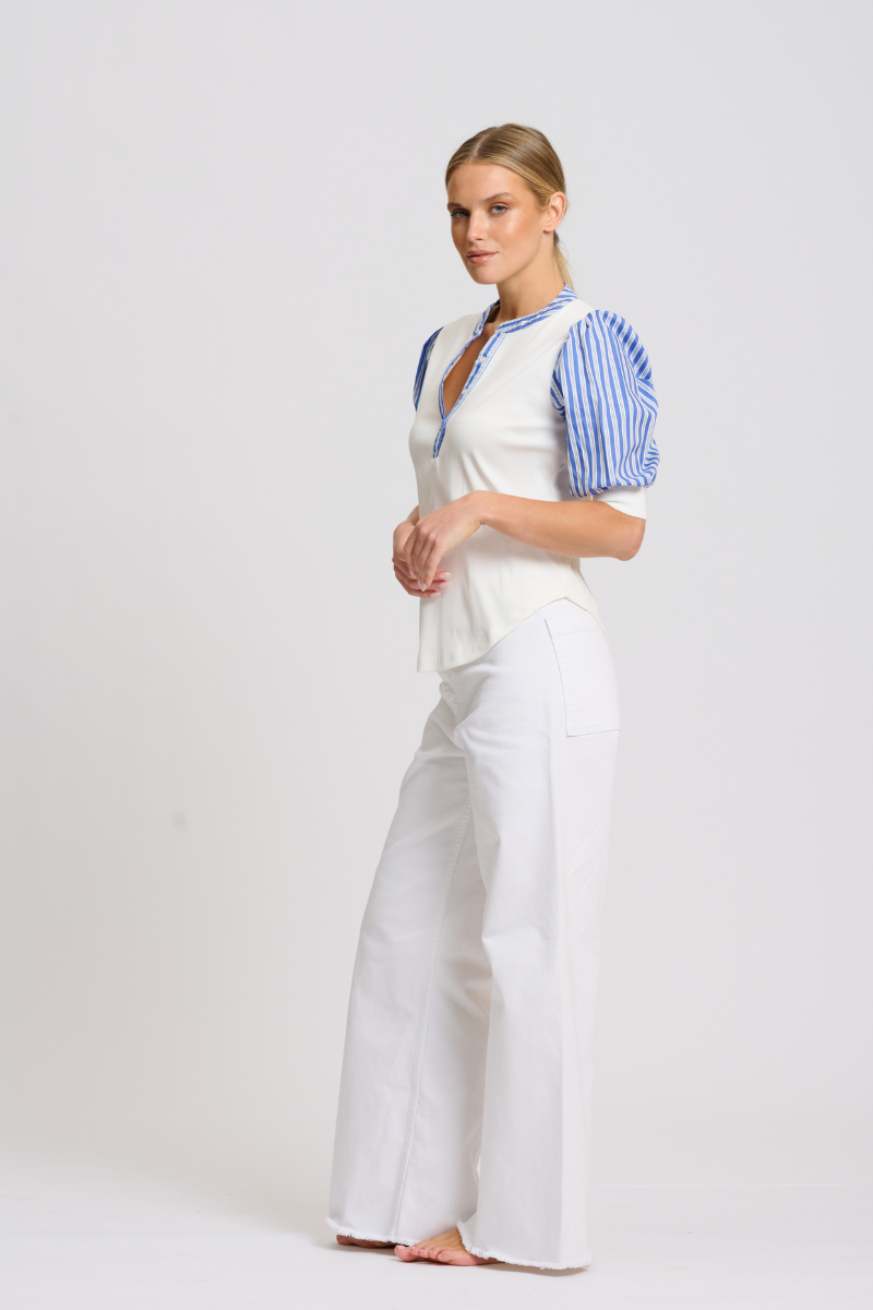 Totti Top - Mid Blue Stripe