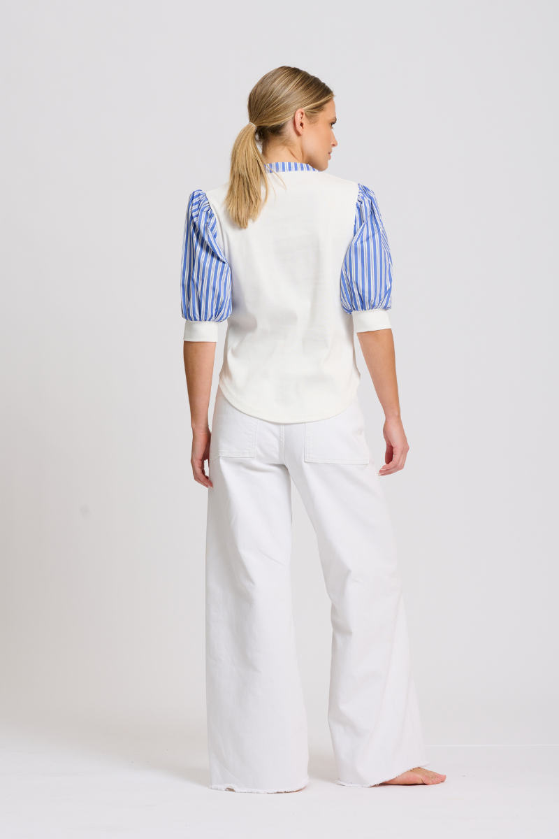 Totti Top - Mid Blue Stripe