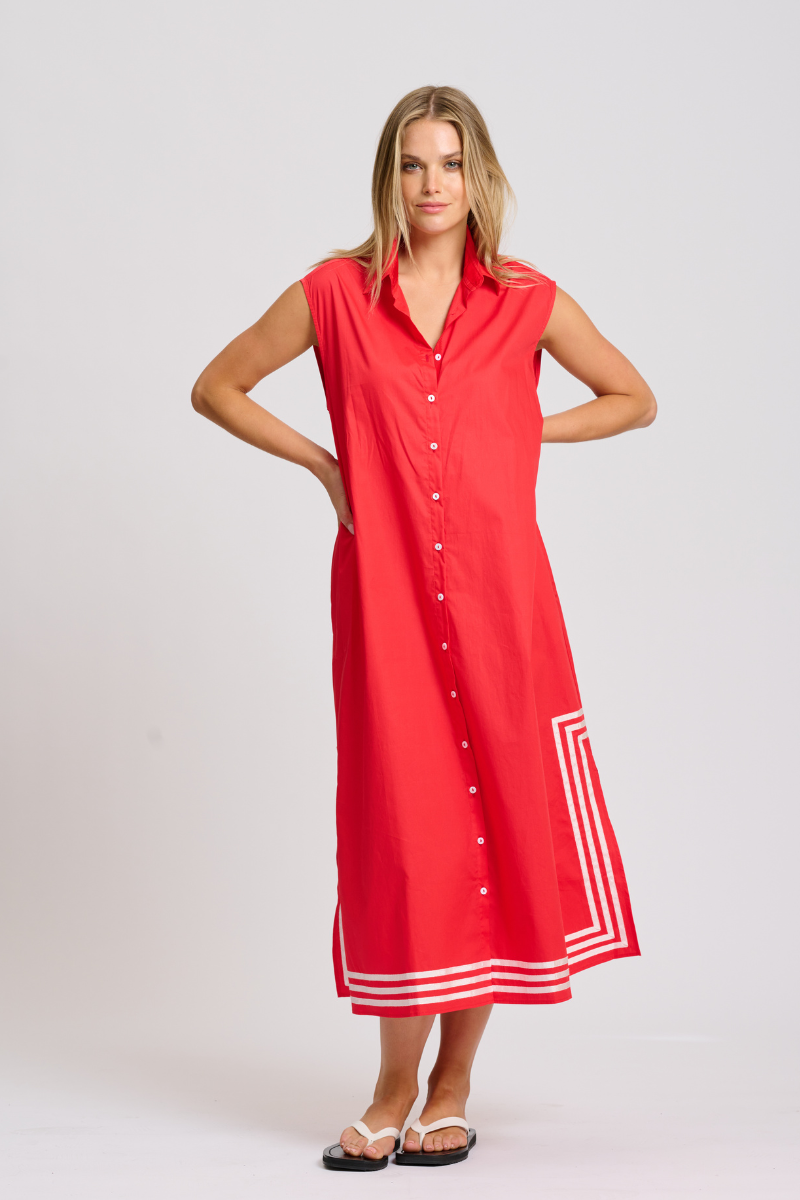 Cassie Long Shift Dress - Red