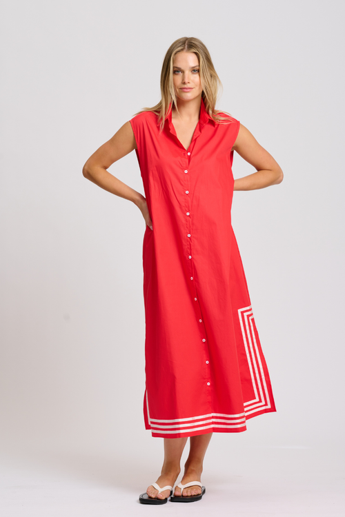 Cassie Long Shift Dress - Red