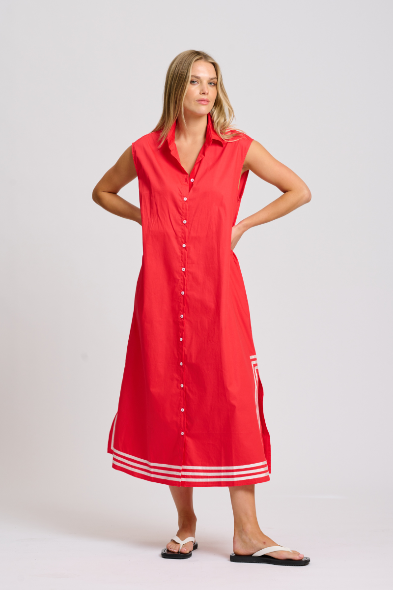 Cassie Long Shift Dress - Red
