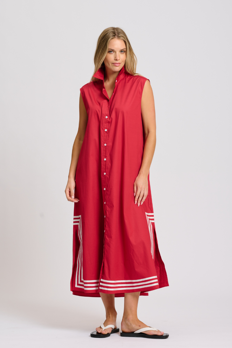 Cassie Long Shift Dress - Dark Red