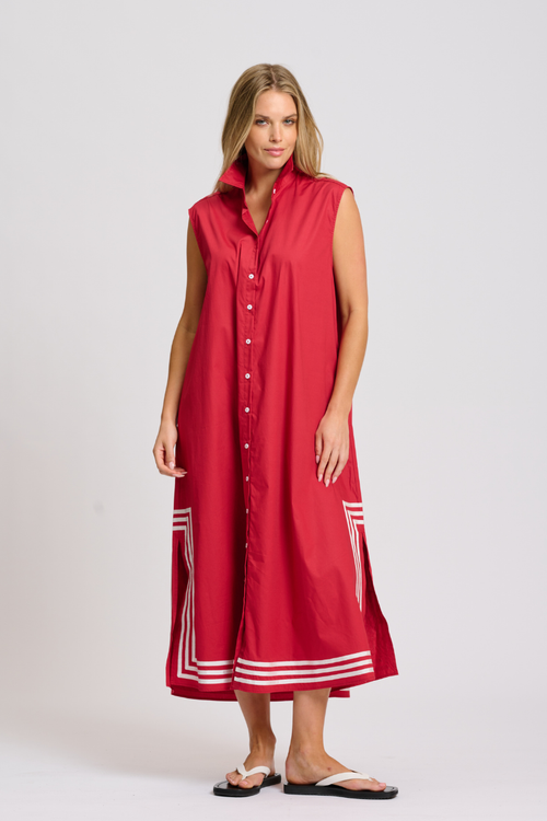 Cassie Long Shift Dress - Dark Red
