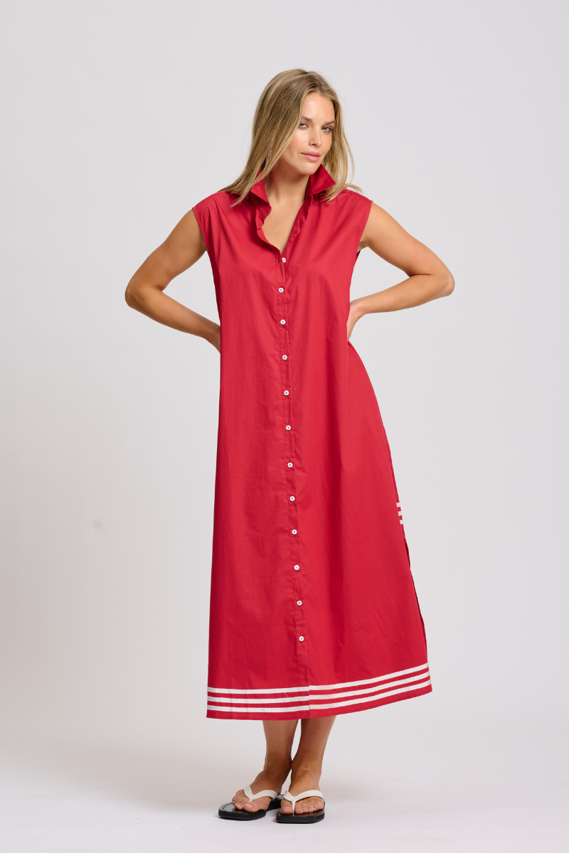 Cassie Long Shift Dress - Dark Red