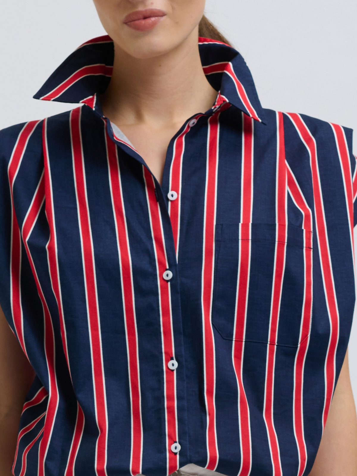 Bessie Top - Navy & Red Stripe