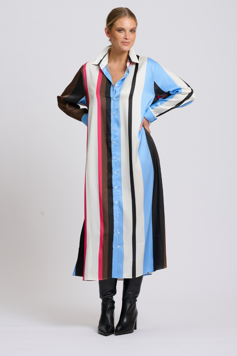 Luxe Luna Long Line Shirt Dress - All Sort Print
