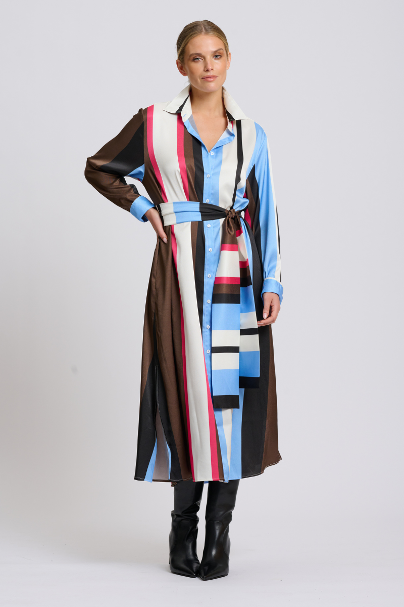 Luxe Luna Long Line Shirt Dress - All Sort Print