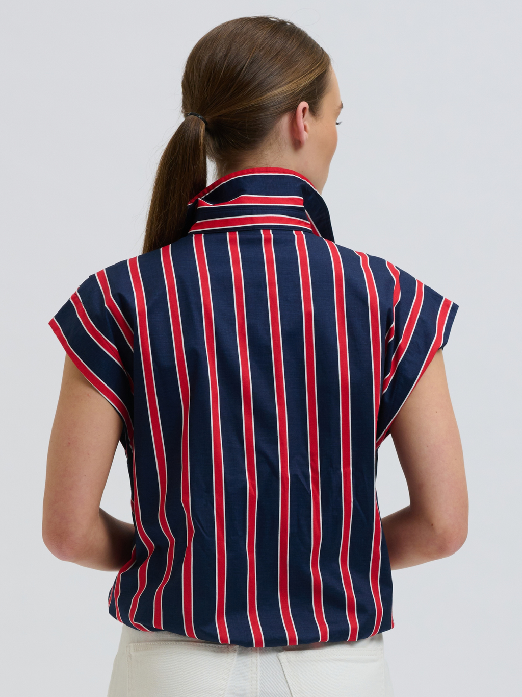 Bessie Top - Navy & Red Stripe