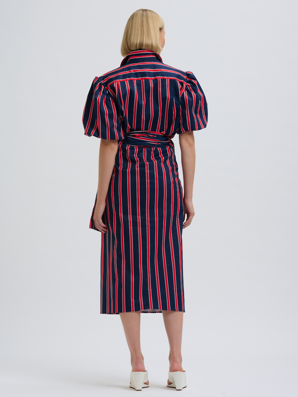 Araminta Wrap Dress - Navy & Red Stripe