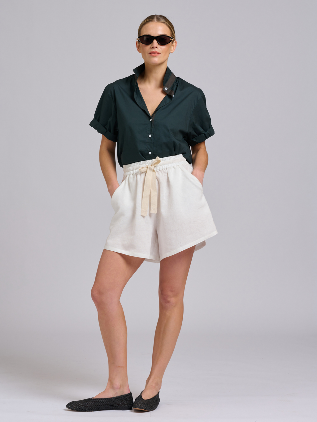 Ashley Trim Short - Ivory with Trim