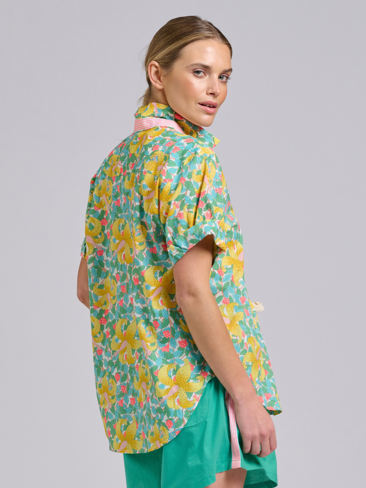 Arabella Trim Shirt - Neon Floral / Neon Trim