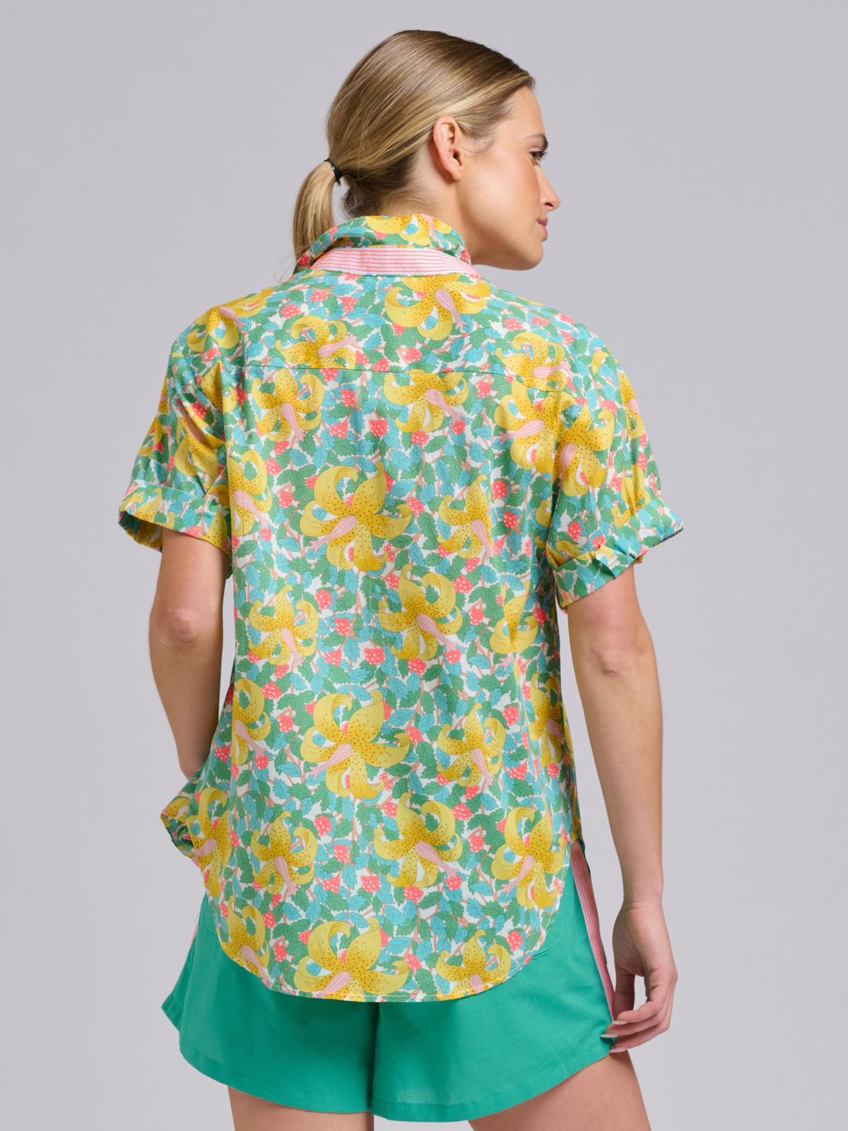 Arabella Trim Shirt - Neon Floral / Neon Trim