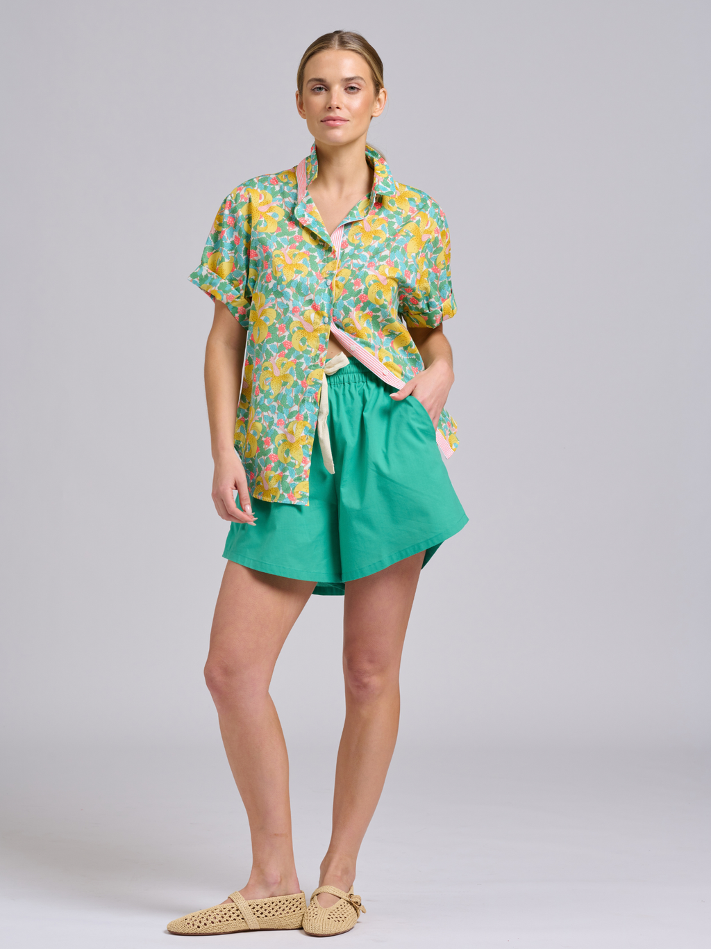 Arabella Trim Shirt - Neon Floral / Neon Trim