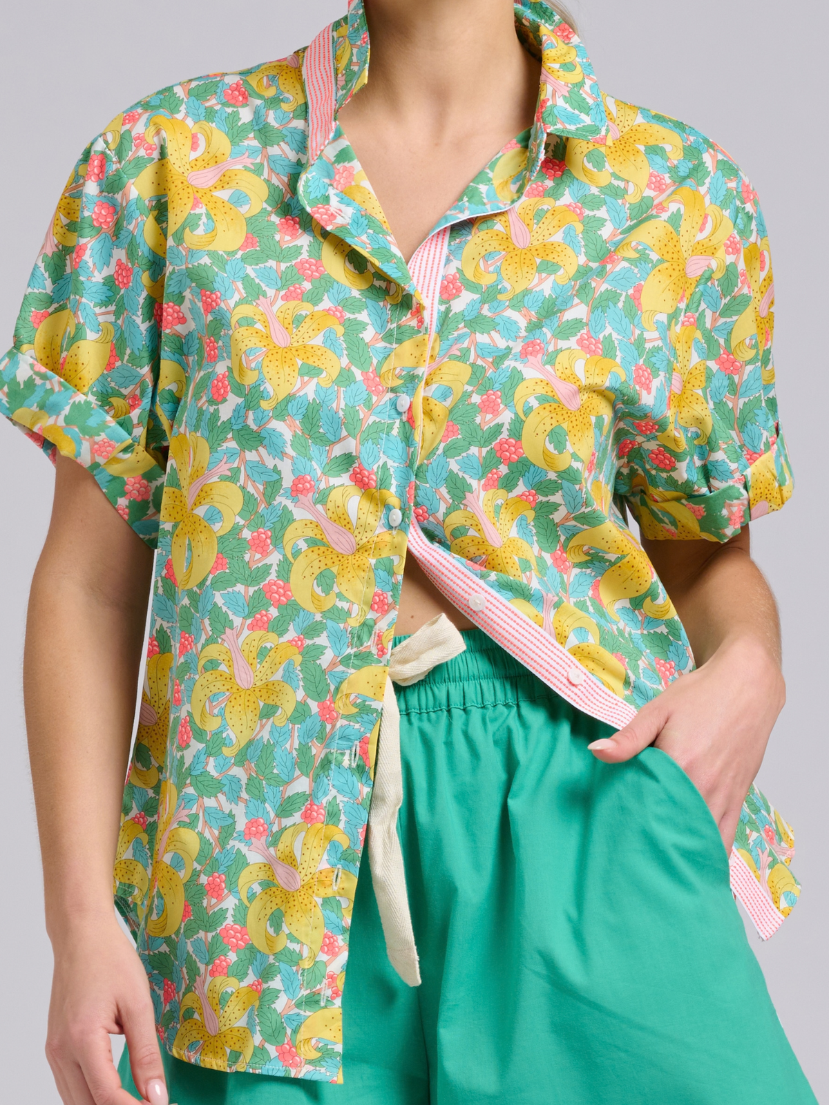 Arabella Trim Shirt - Neon Floral / Neon Trim