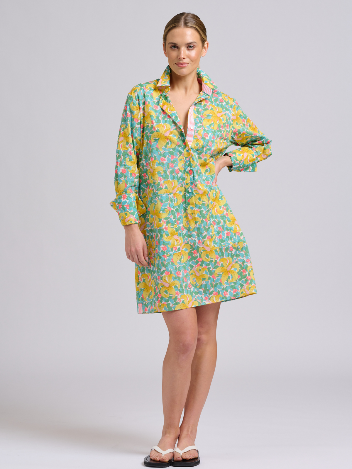 Candy Popover Shirtdress - Neon Lily