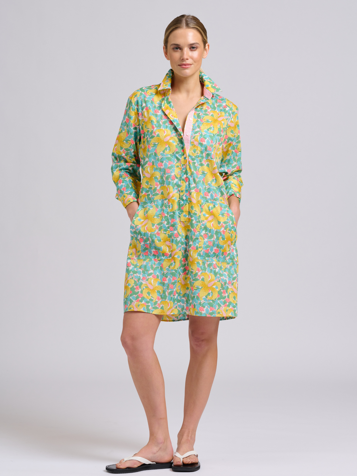 Candy Popover Shirtdress - Neon Lily