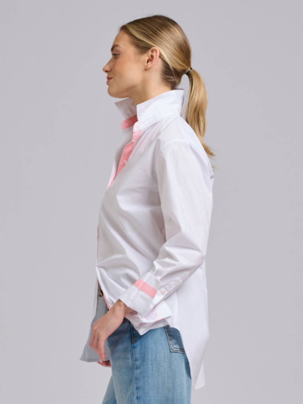 Elodie Trim Shirt - White / Neon Trim