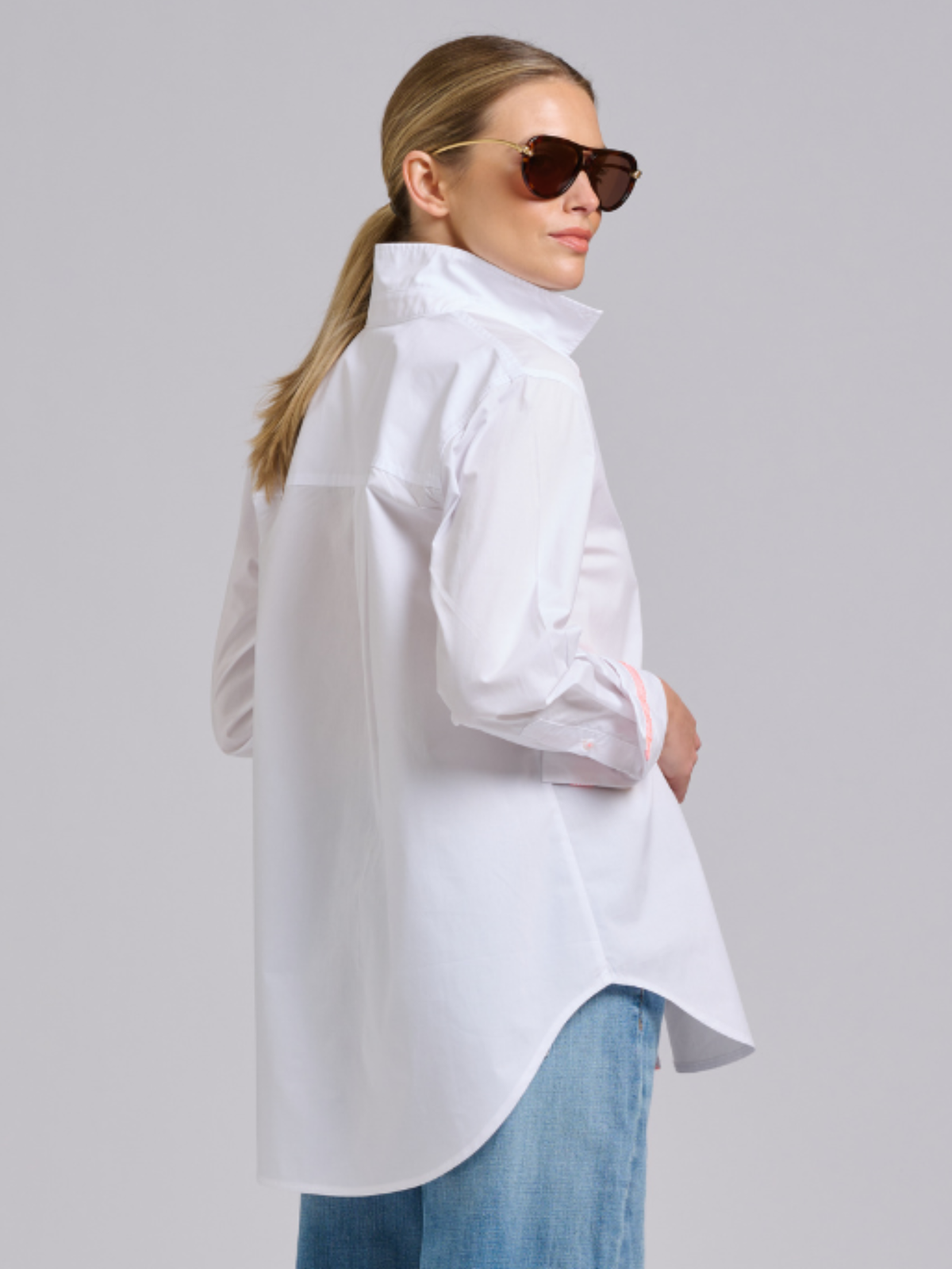 Elodie Trim Shirt - White / Neon Trim