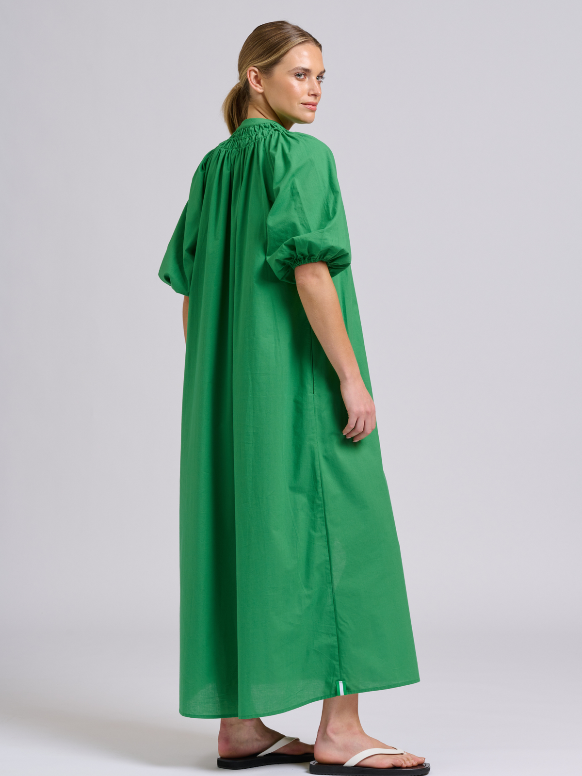 Mattie Longline Dress - Green Combo Trim