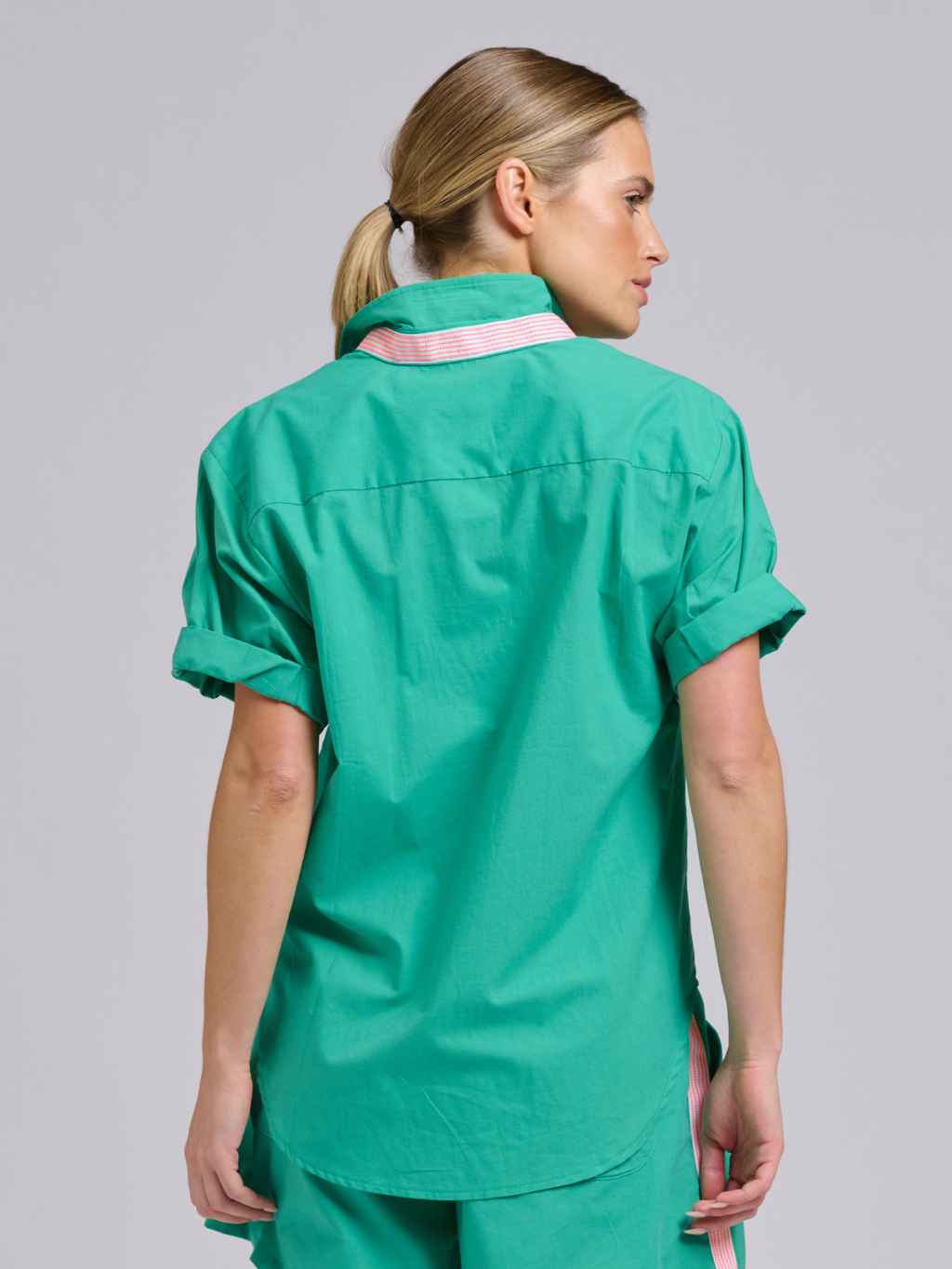 Arabella Trim Shirt - Marine Green / Neon Trim