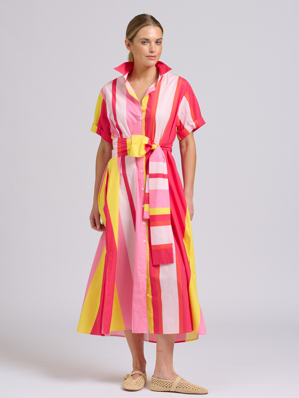 Lucy Longline Shirtdress - Summer Wide Stripe