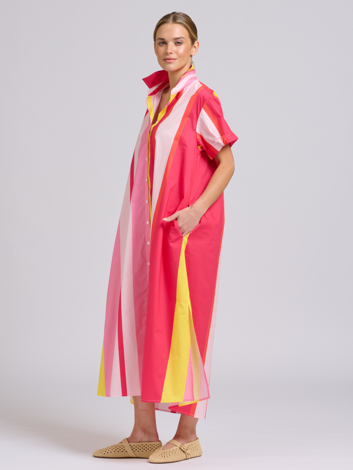 Lucy Longline Shirtdress - Summer Wide Stripe