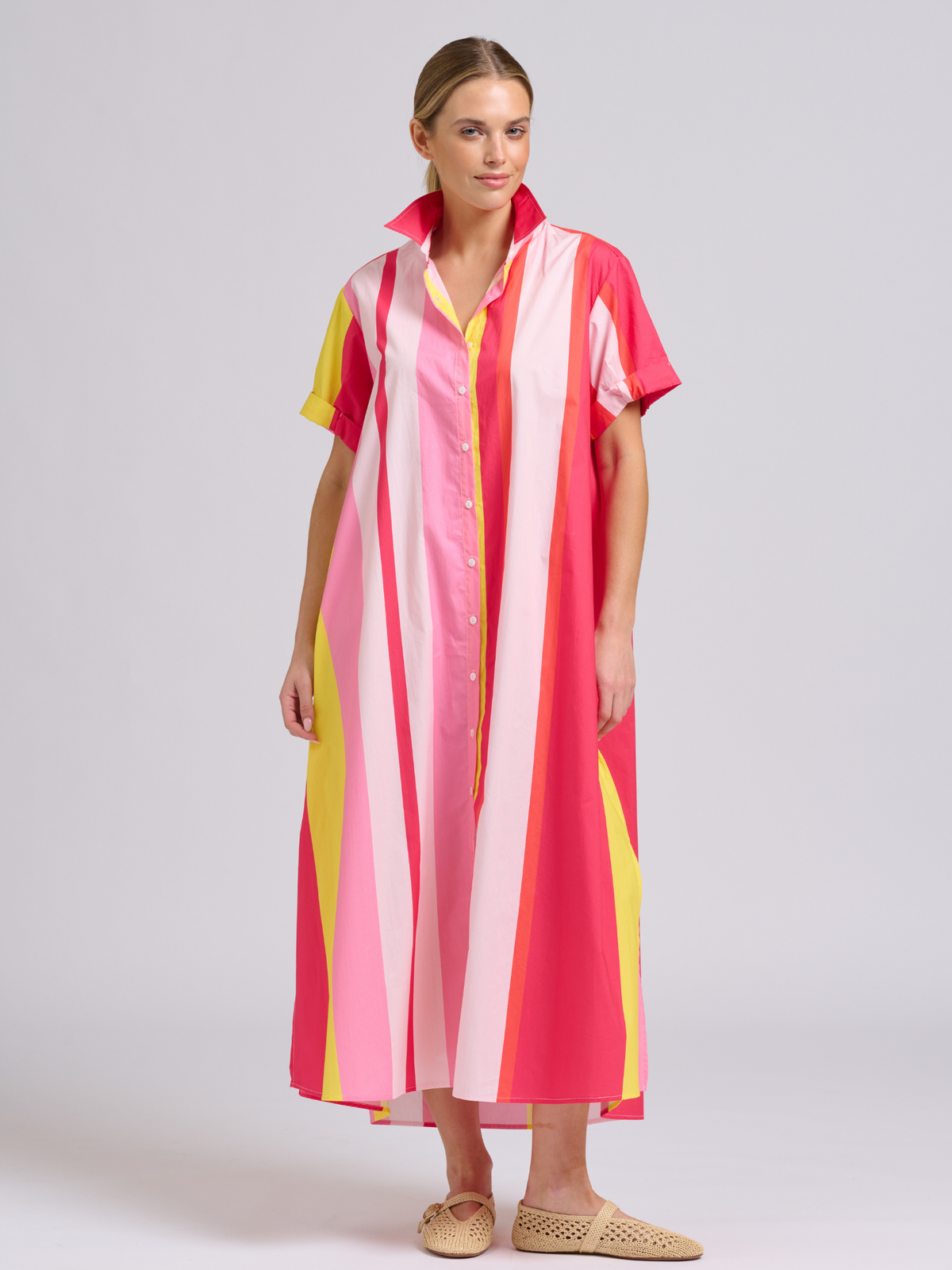 Lucy Longline Shirtdress - Summer Wide Stripe