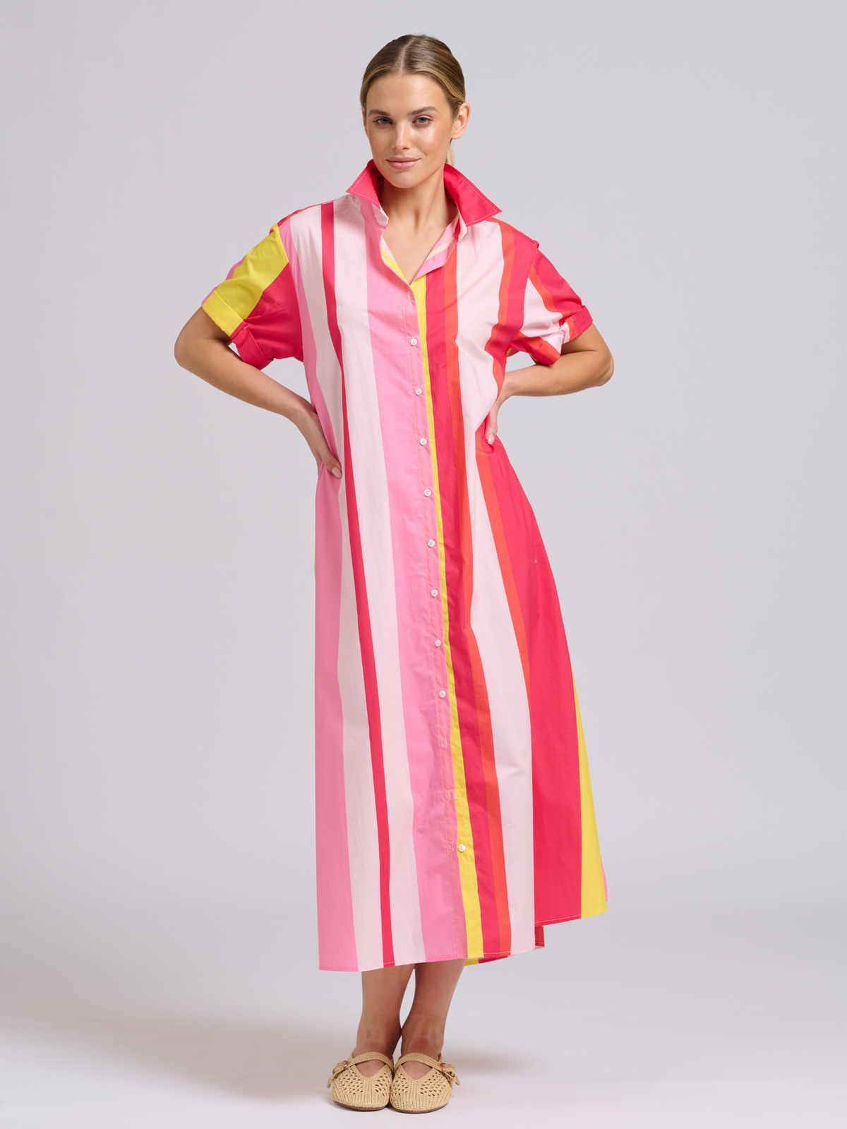 Lucy Longline Shirtdress - Summer Wide Stripe